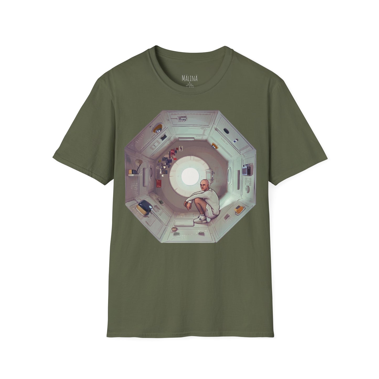 Astronaut in Space Capsule T-Shirt | Retro Space Station Interior