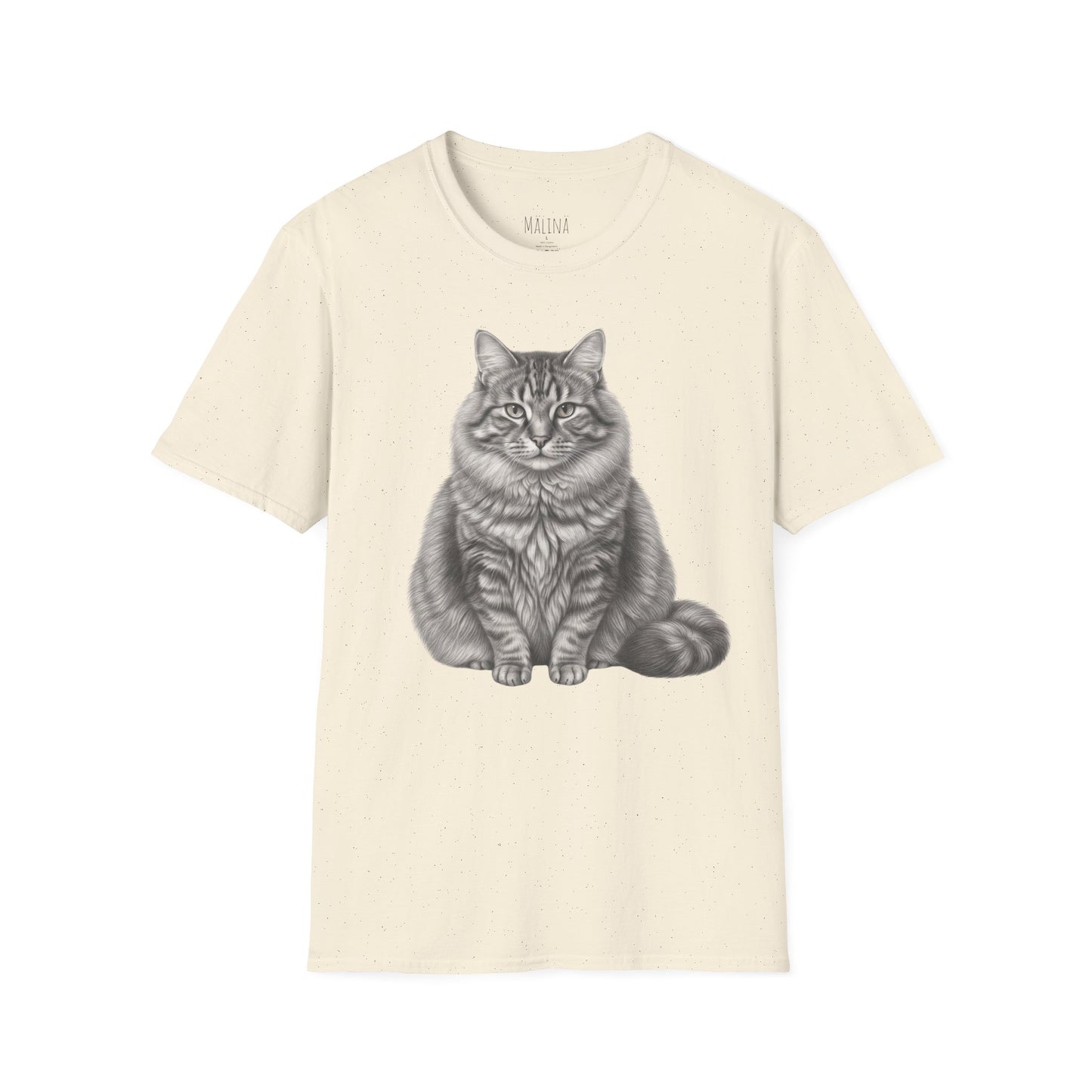 Fat Tabby Cat Pencil Drawn Shirt