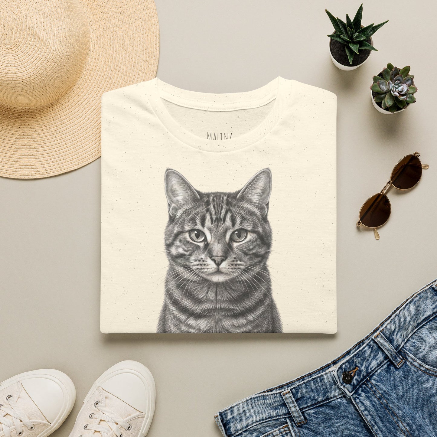 Tabby Cat Pencil Drawn Shirt