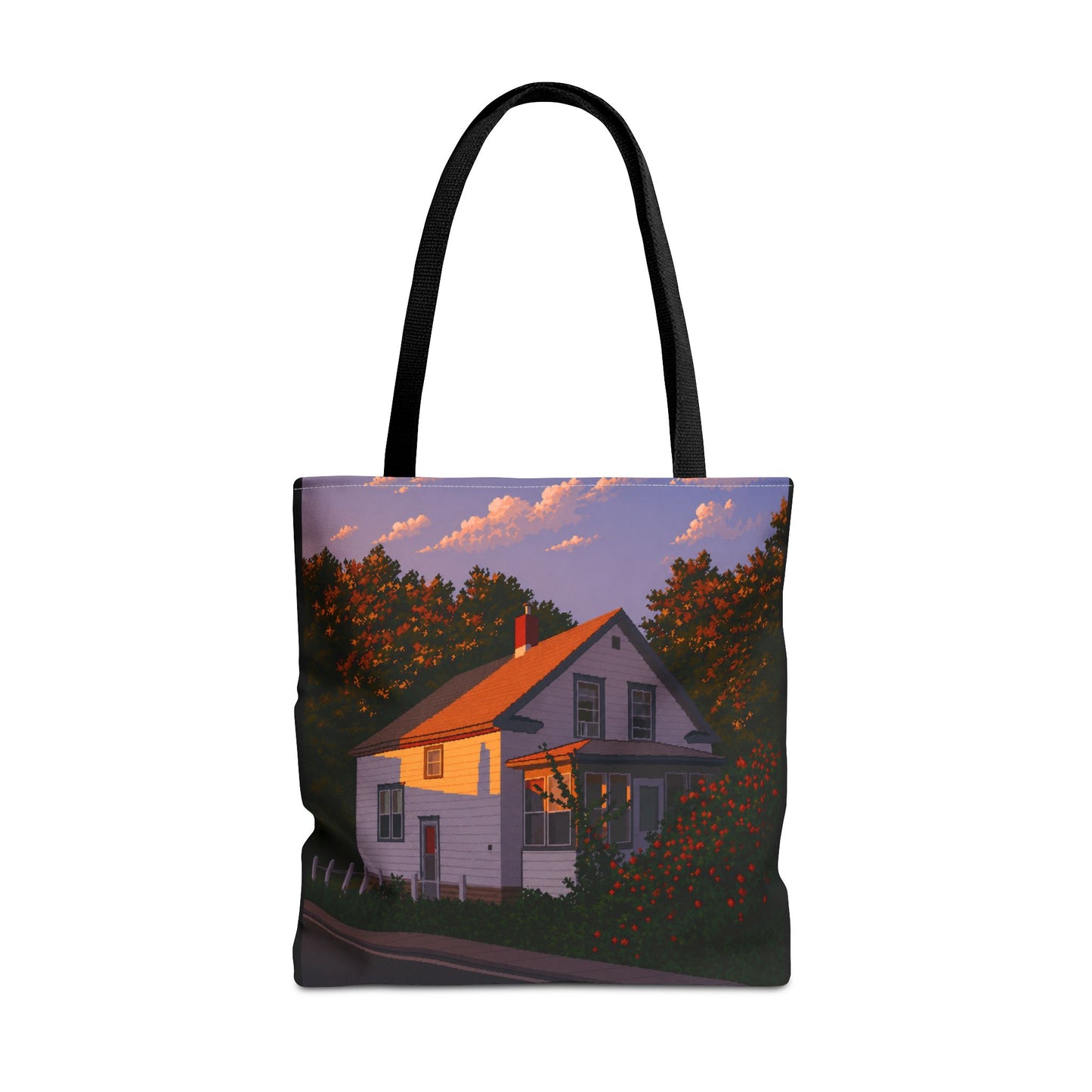 Sunlit Country House Tote Bag | Cottage Sunset Landscape