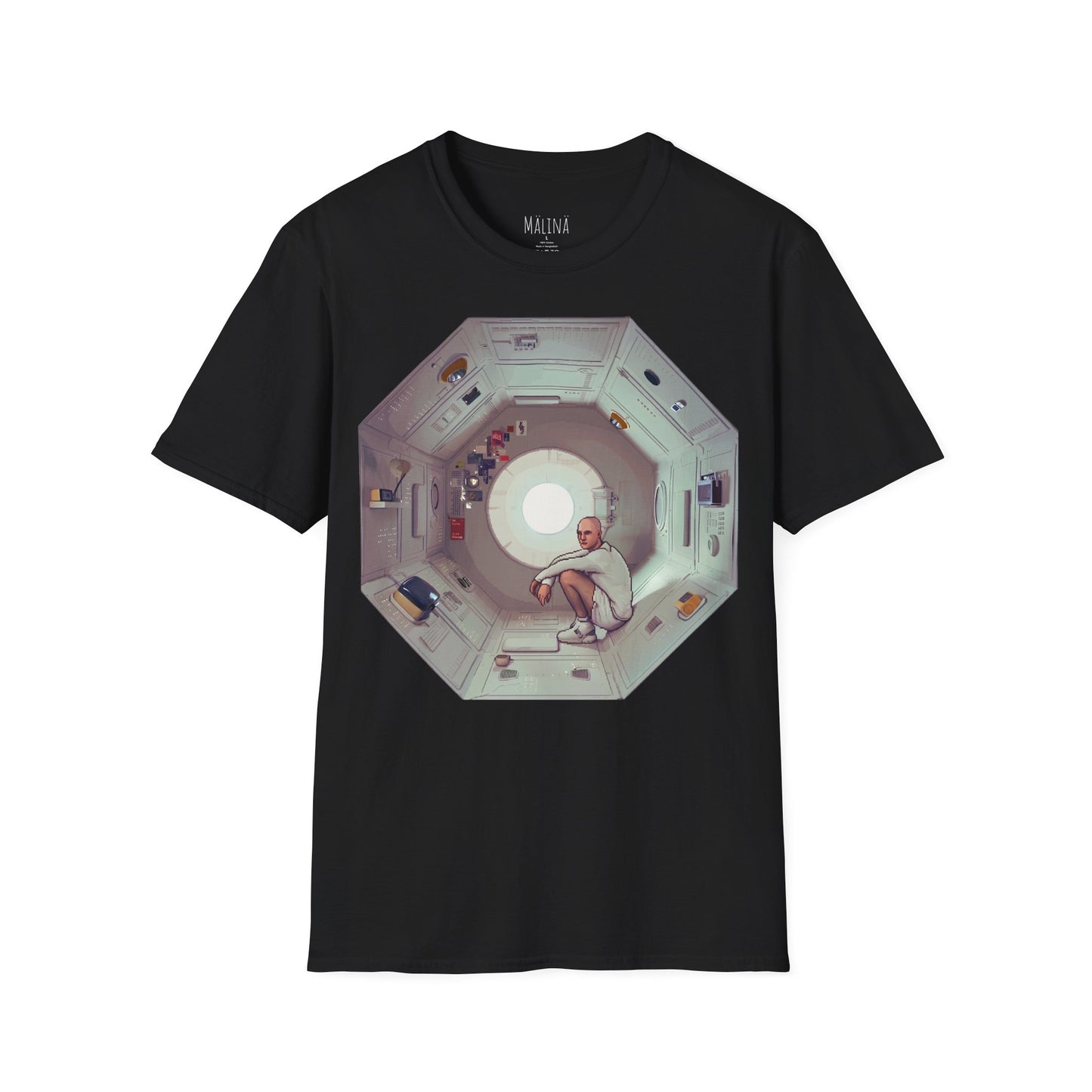 Astronaut in Space Capsule T-Shirt | Retro Space Station Interior