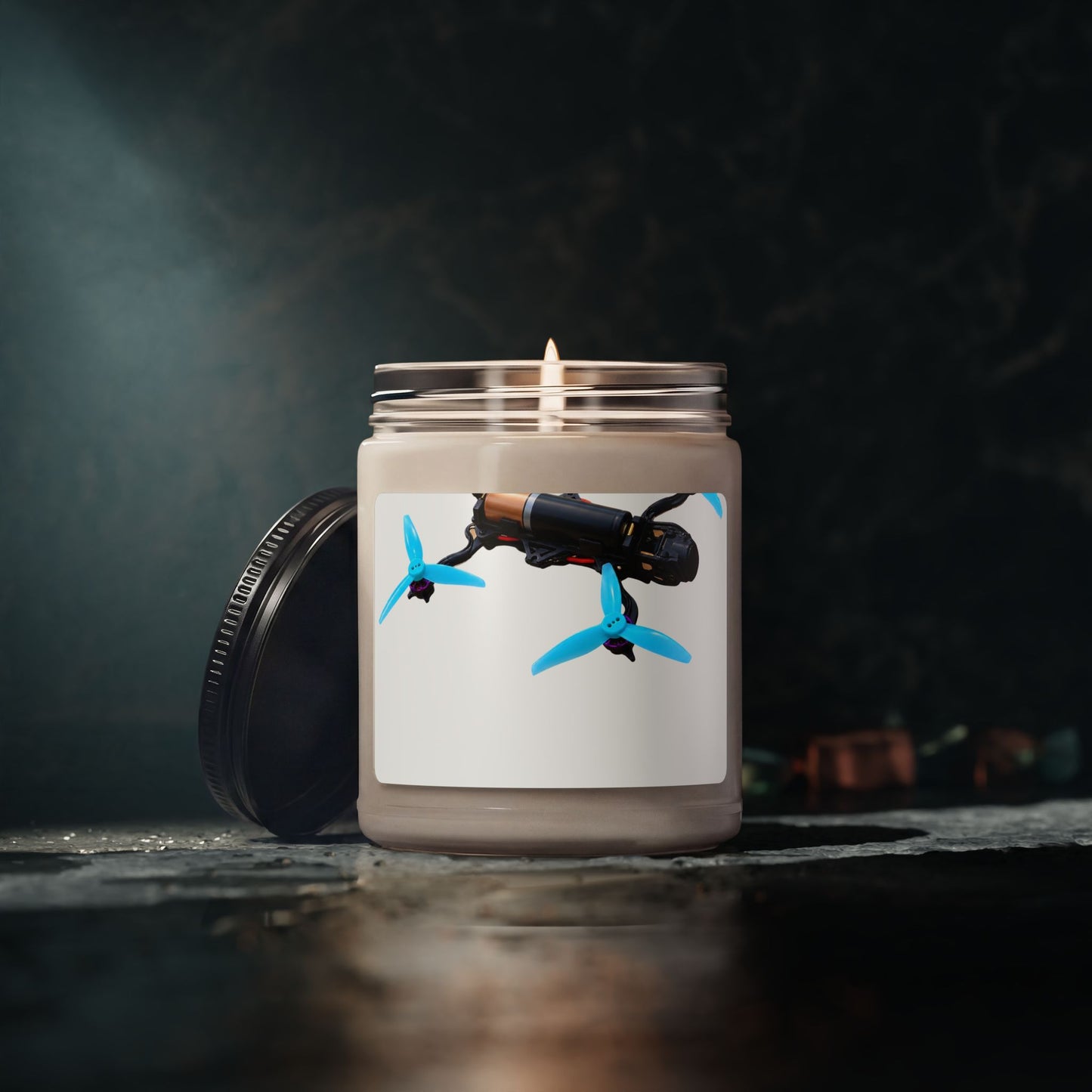 Blue Propeller Drone Candle | Scented Soy Candle 9oz