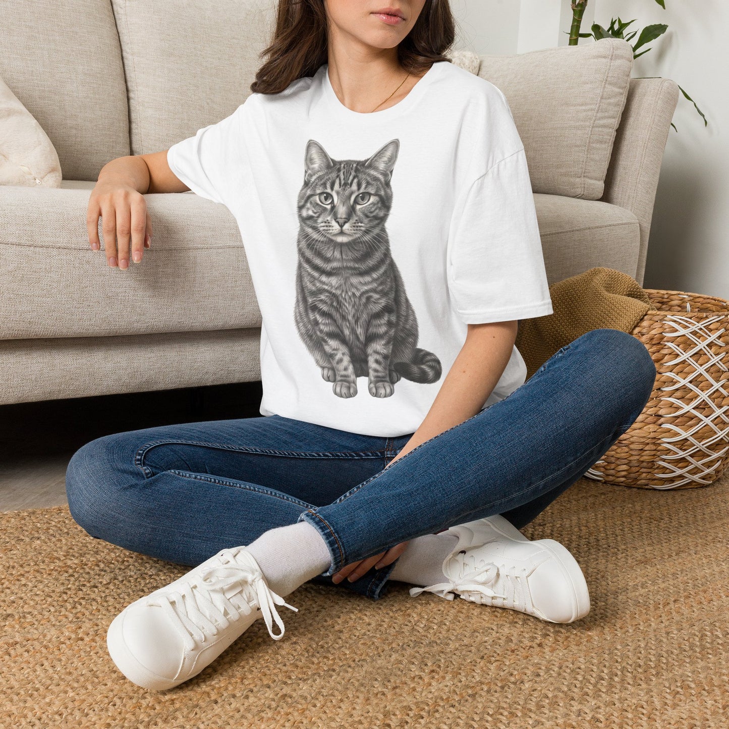 Tabby Cat Pencil Drawn Shirt