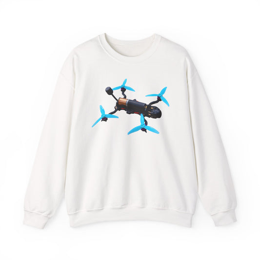 Blue Propeller Drone Crewneck Sweatshirt | RC Quadcopter Illustration