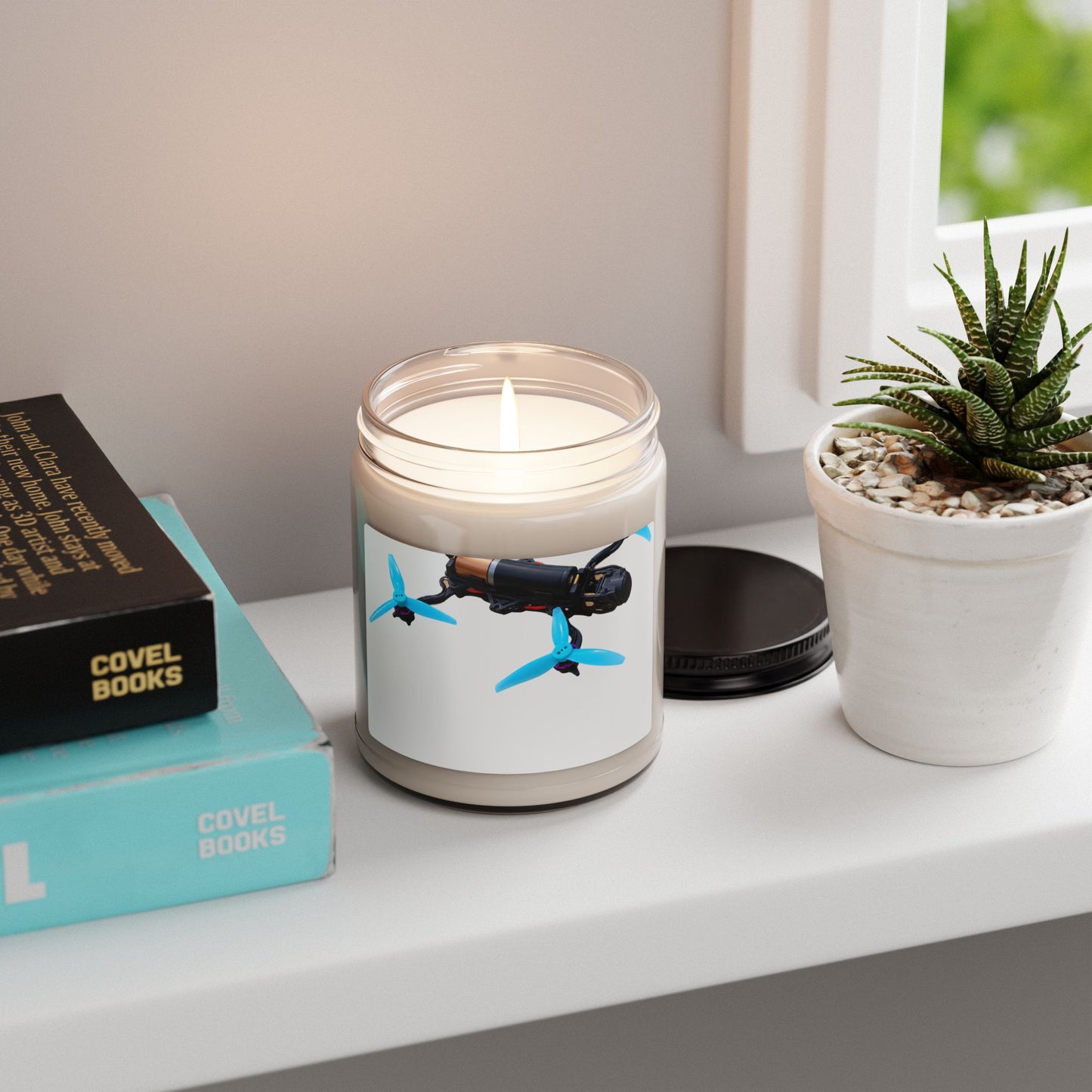 Blue Propeller Drone Candle | Scented Soy Candle 9oz